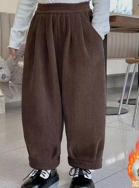 女童纯色加绒裤子2025秋