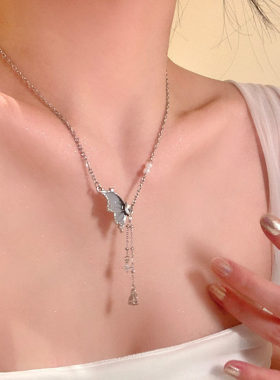 梦蝶蝴蝶流苏锆石锁骨链冷淡风