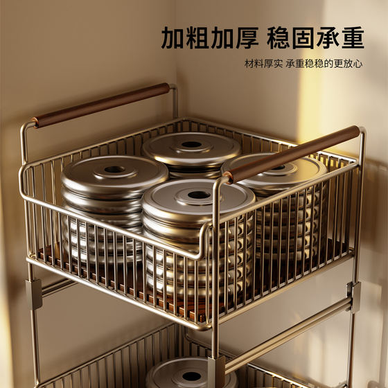 High-looking layered storage trolley dirty clothes basket