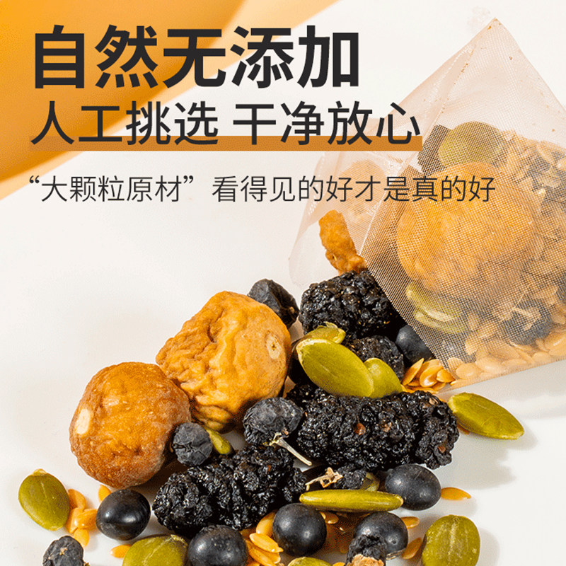 亚麻籽无花果黑豆黑枸杞桑葚茶黄铜体养雌种子循环花茶女养生茶包