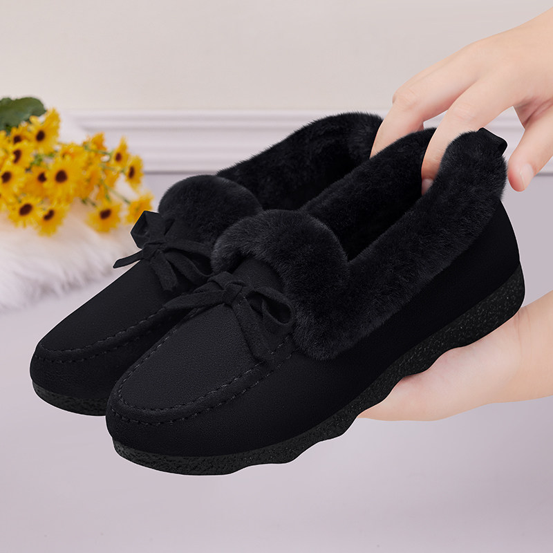 棉鞋女冬加绒老北京布鞋一脚蹬毛毛鞋新款保暖冬季2025妈妈豆豆鞋,淘宝优惠券,粉丝福利购,淘宝优惠卷