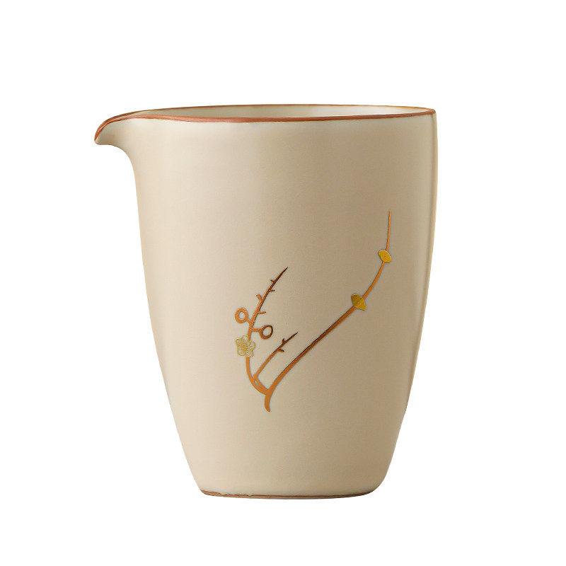 汝窑描金梅花公道杯陶瓷分茶器茶匀功夫茶具配件家用茶海泡茶公杯,淘宝优惠券,粉丝福利购,淘宝优惠卷