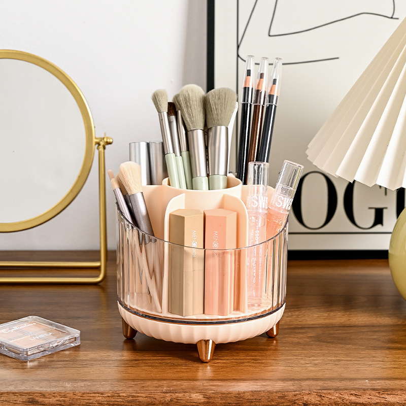 旋转化妆刷收纳筒桌面分格口红眼影眉笔散粉刷梳妆台化妆品收纳桶 - 图2