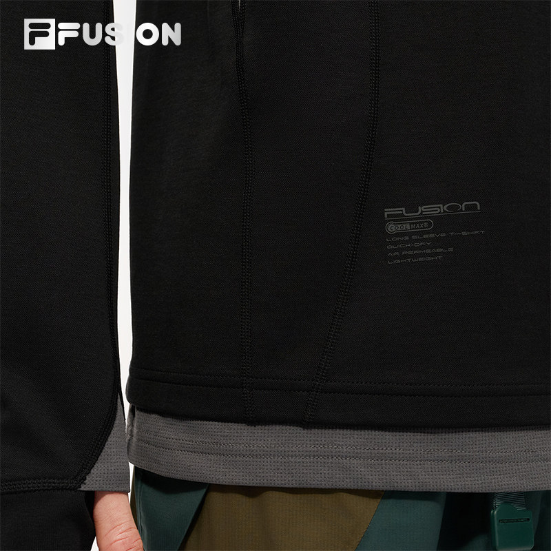 章昊同款FILA FUSION斐乐潮牌男长袖T恤2025秋季新款速干凉感长T,淘宝优惠券,粉丝福利购,淘宝优惠卷