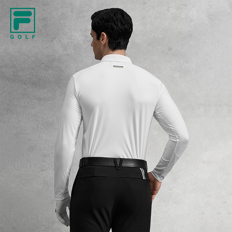 FILA 斐乐官方男子针织长袖POLO衫2025冬新款高尔夫运动防晒上衣 - 图0