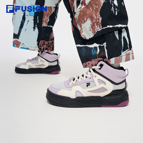 加绒丨FILA FUSION斐乐潮牌BANK II中帮板鞋女鞋2024冬新款运动鞋 - 图0