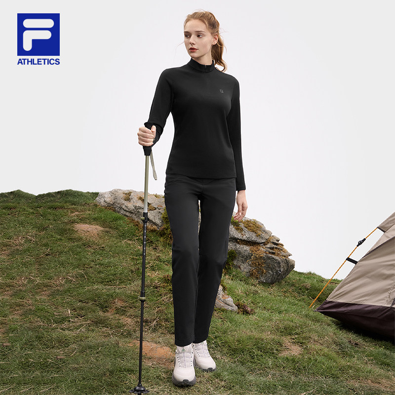 FILA斐乐女长袖T恤2025春季新款户外运动多彩休闲百搭半拉链上衣,淘宝优惠券,粉丝福利购,淘宝优惠卷