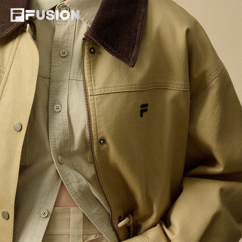 FILA FUSION斐乐潮牌梭织外套女2025冬季新款休闲巴恩风翻领上衣,淘宝优惠券,粉丝福利购,淘宝优惠卷