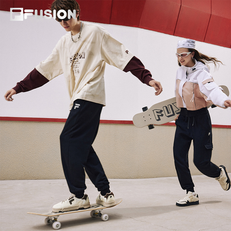 FILA FUSION斐乐潮牌BANK DX 情侣场下滑板鞋2023冬季时尚厚底鞋 - 图2