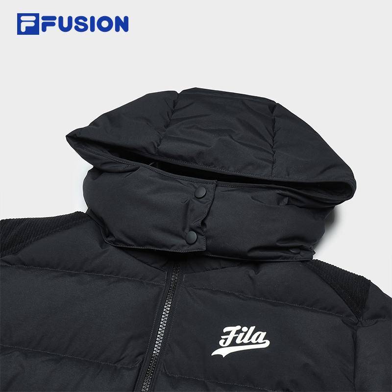 FILA FUSION斐乐潮牌羽绒服女2023冬季时尚宽松保暖连帽上衣 - 图2