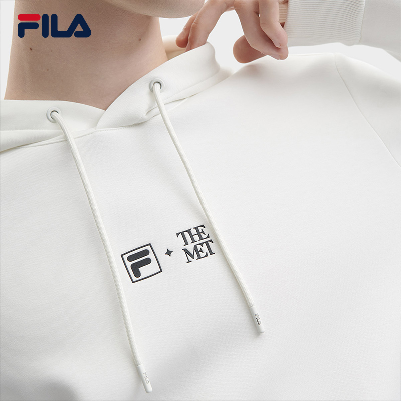 FILA x THE MET斐乐男针织莫奈连帽卫衣2023冬简约印花长袖上衣 - 图2