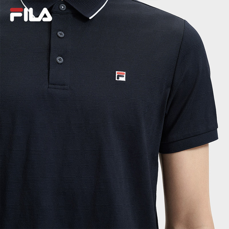 FILA 斐乐翻领针织短袖POLO衫男2024秋季新款商务运动透气T恤上衣,淘宝优惠券,粉丝福利购,淘宝优惠卷