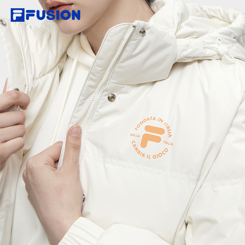 FILA FUSION斐乐潮牌羽绒服女2023冬季时尚休闲基础连帽上衣 - 图3