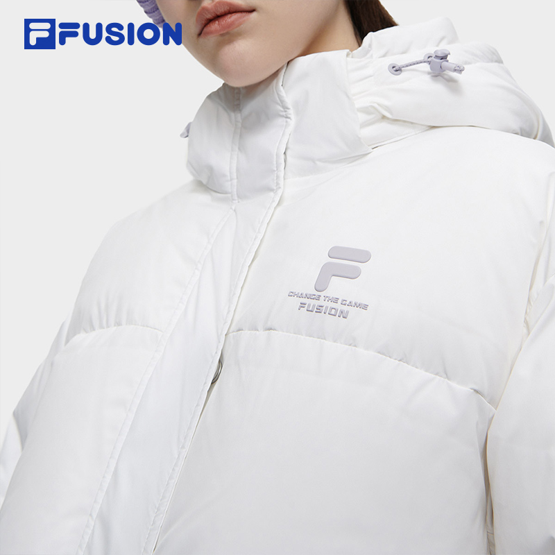 FILA FUSION斐乐潮牌羽绒服女2023冬季时尚休闲宽松连帽上衣 - 图3