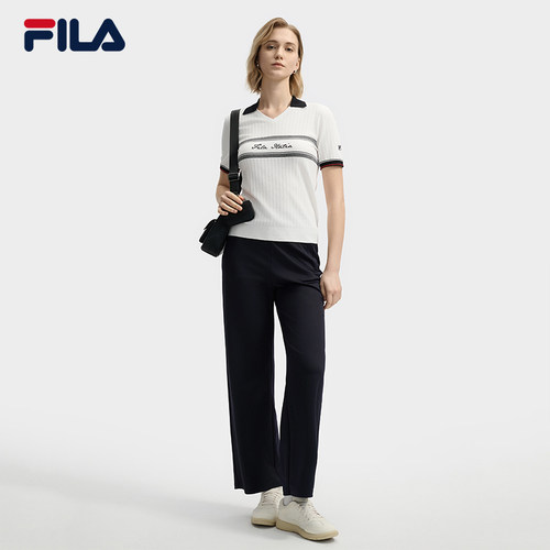 FILA 斐乐官方女子编织衫2025夏新款时尚简约休闲基础V领短袖上衣 - 图2