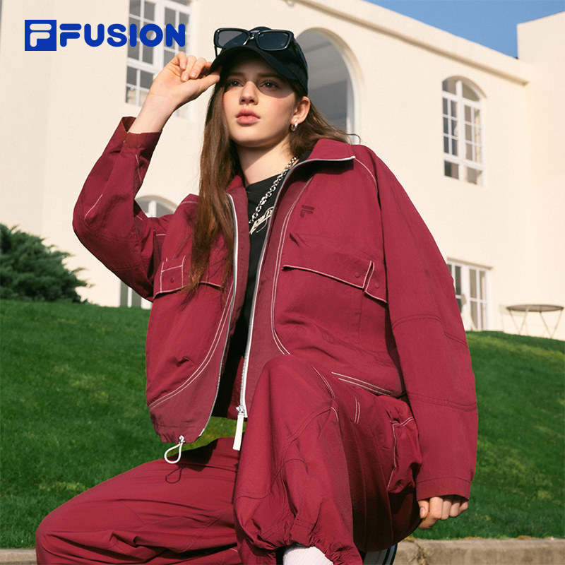 FILA FUSION 斐乐潮牌工装外套女2025夏季新款宽松梭织上衣夹克,淘宝优惠券,粉丝福利购,淘宝优惠卷