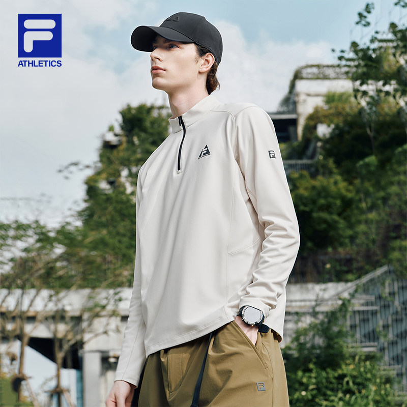 FILA 斐乐官方男长袖T恤秋季新款运动训练半拉链上衣,淘宝优惠券,粉丝福利购,淘宝优惠卷