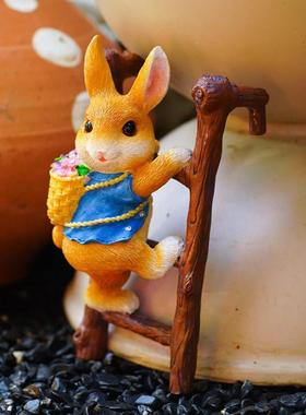 可爱花盆挂件兔子爬梯花园壁挂花架阳台庭院装饰幼儿园造景观摆件