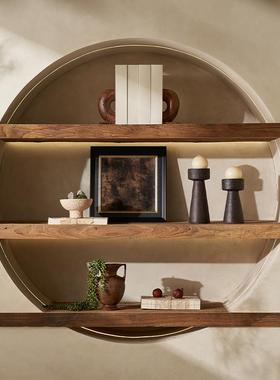 侘寂风书柜氛围软装饰品东方中式家具展厅摆件设计高级感空间布置