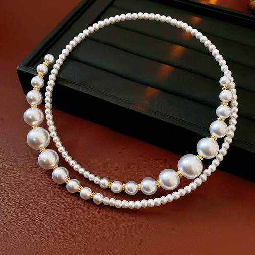 【复古轻奢】不规则交叉珍珠项圈百搭时尚锁骨链 - 图2