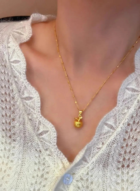 爆款平安果项链女时尚个性水果吊坠锁骨链轻奢优雅