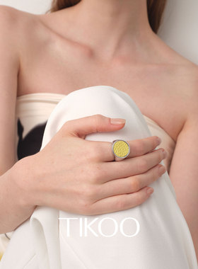 TIKOO圆盘皮戒指女轻奢高级感小众吸睛食指指环2025新款