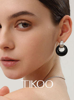 TIKOO复古虎眼石拉丝耳环耳夹