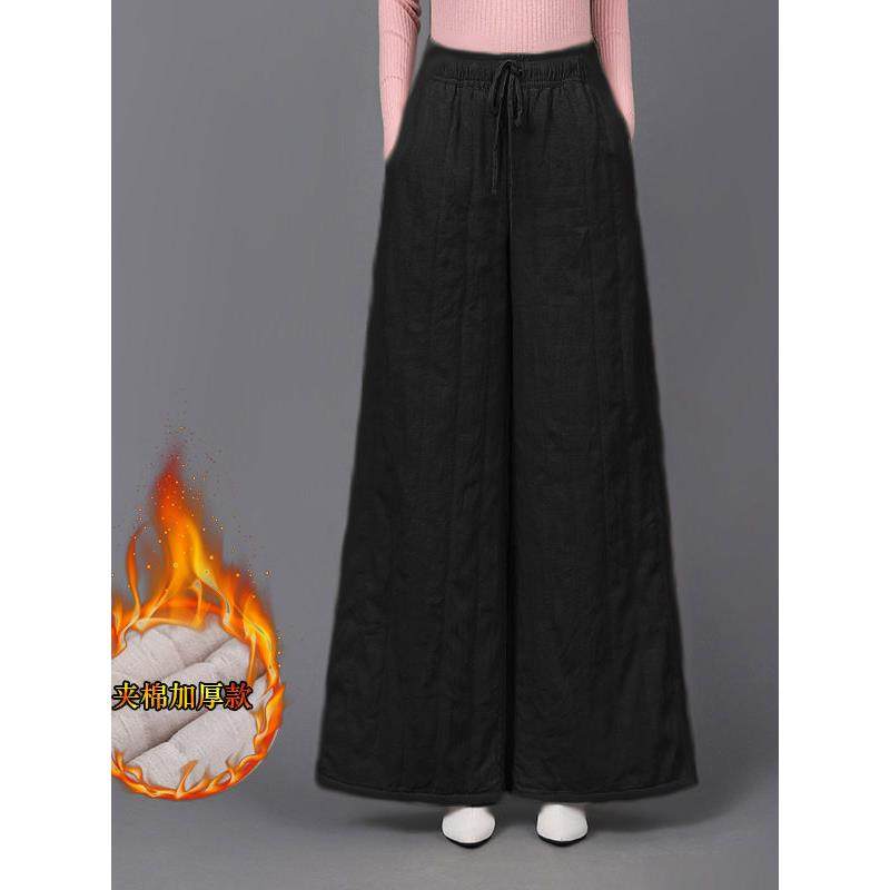 高端棉麻松紧腰系带棉裤美拉德冬款新款高档加厚保暖休闲直筒裤子,淘宝优惠券,粉丝福利购,淘宝优惠卷