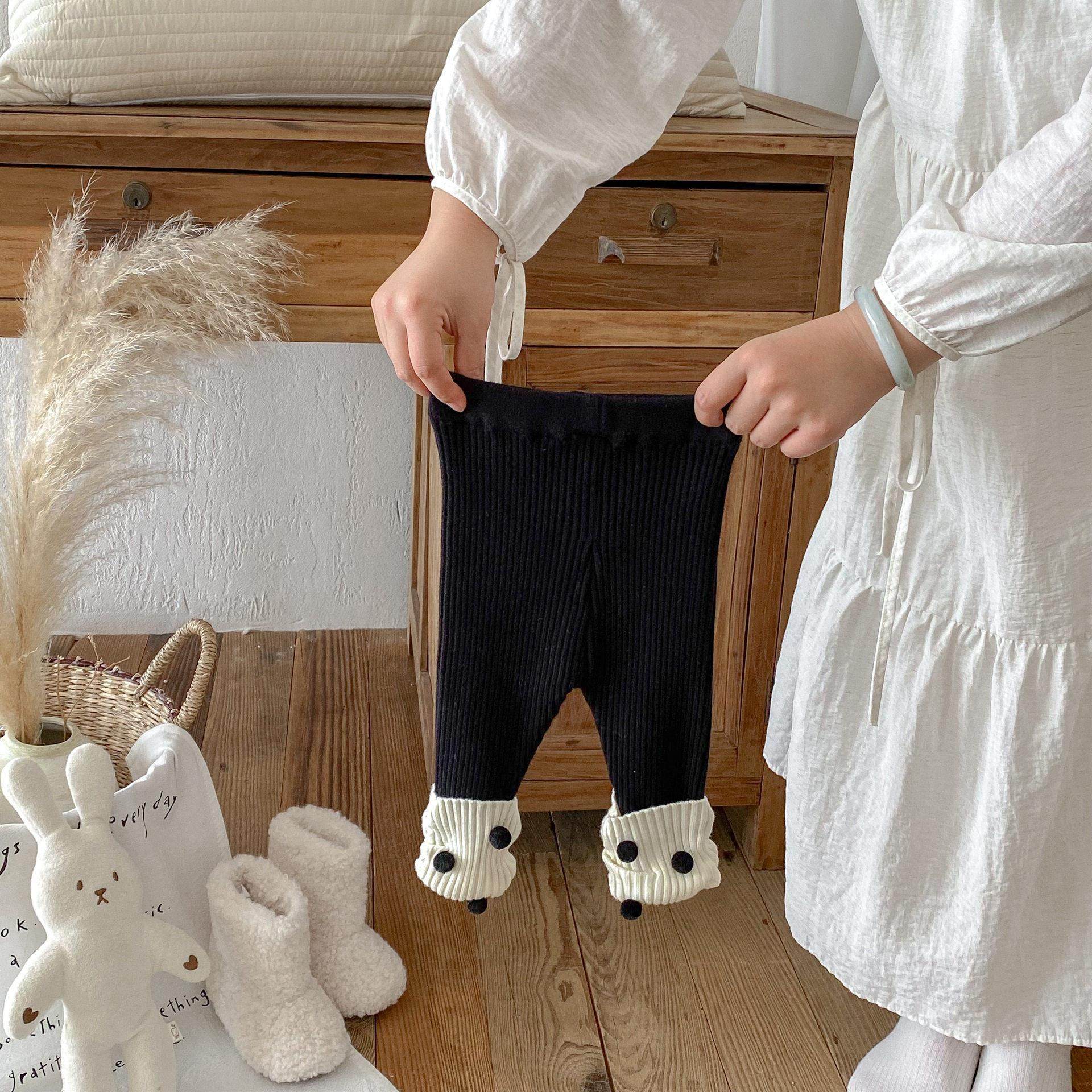 婴儿裤子秋冬季女宝宝针织毛衣拼接波点裤子女童大屁屁PP弹力裤子,淘宝优惠券,粉丝福利购,淘宝优惠卷