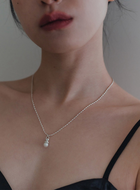 SUMMERFLY 简约小众黑玛瑙珍珠灯项链女锁骨链925银ins百搭银饰