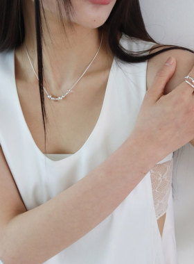 YAXN日韩时尚简约青春纯银饰品短项链女锁骨链清新气质层珠项链