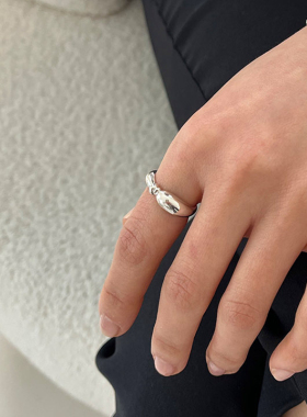 YAXN925纯银法式慵懒风戒指女chic冷淡风潮流食指戒极简戒指女潮