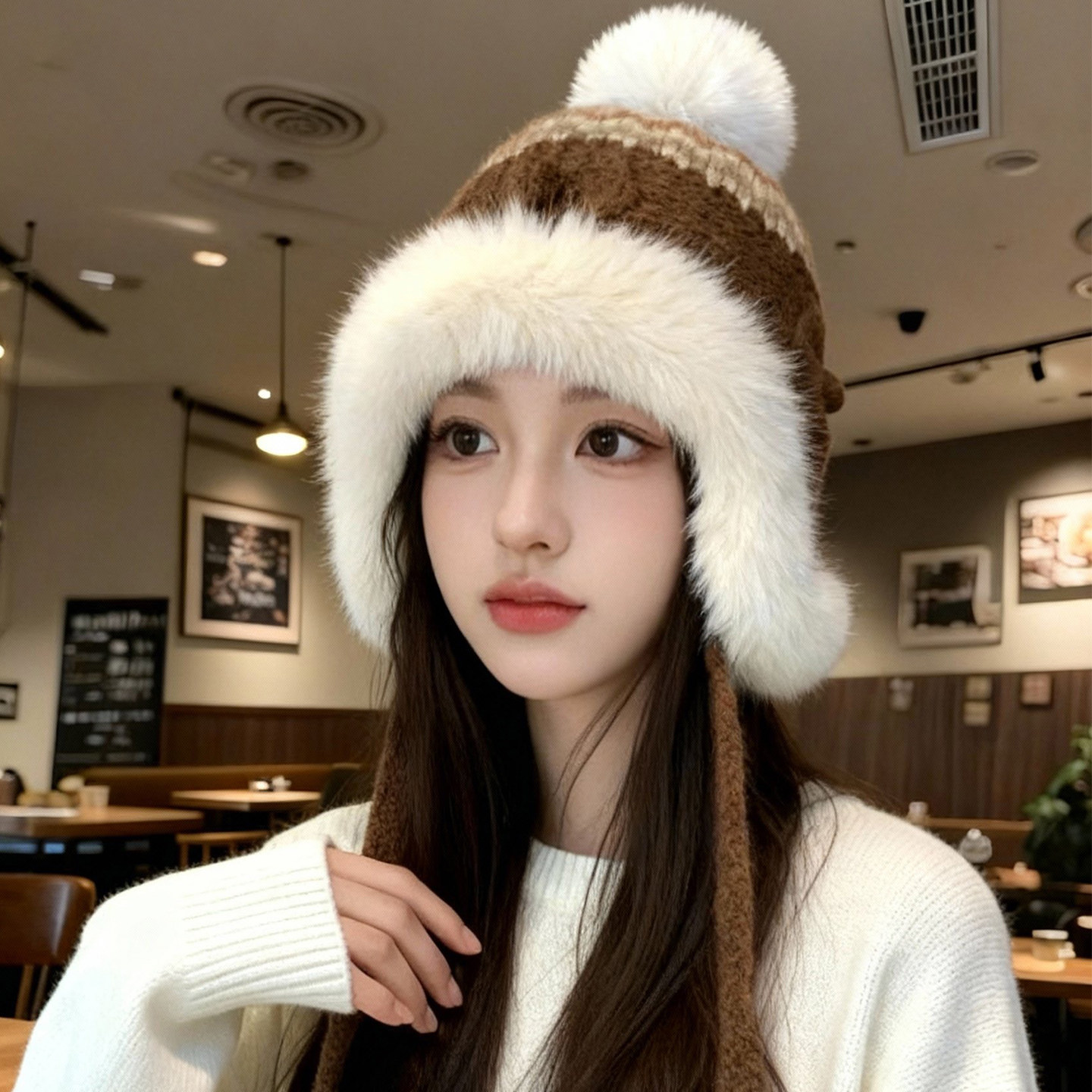 毛绒帽子女冬季护耳保暖帽加绒加厚防寒针织帽2025新款东北雷锋帽,淘宝优惠券,粉丝福利购,淘宝优惠卷