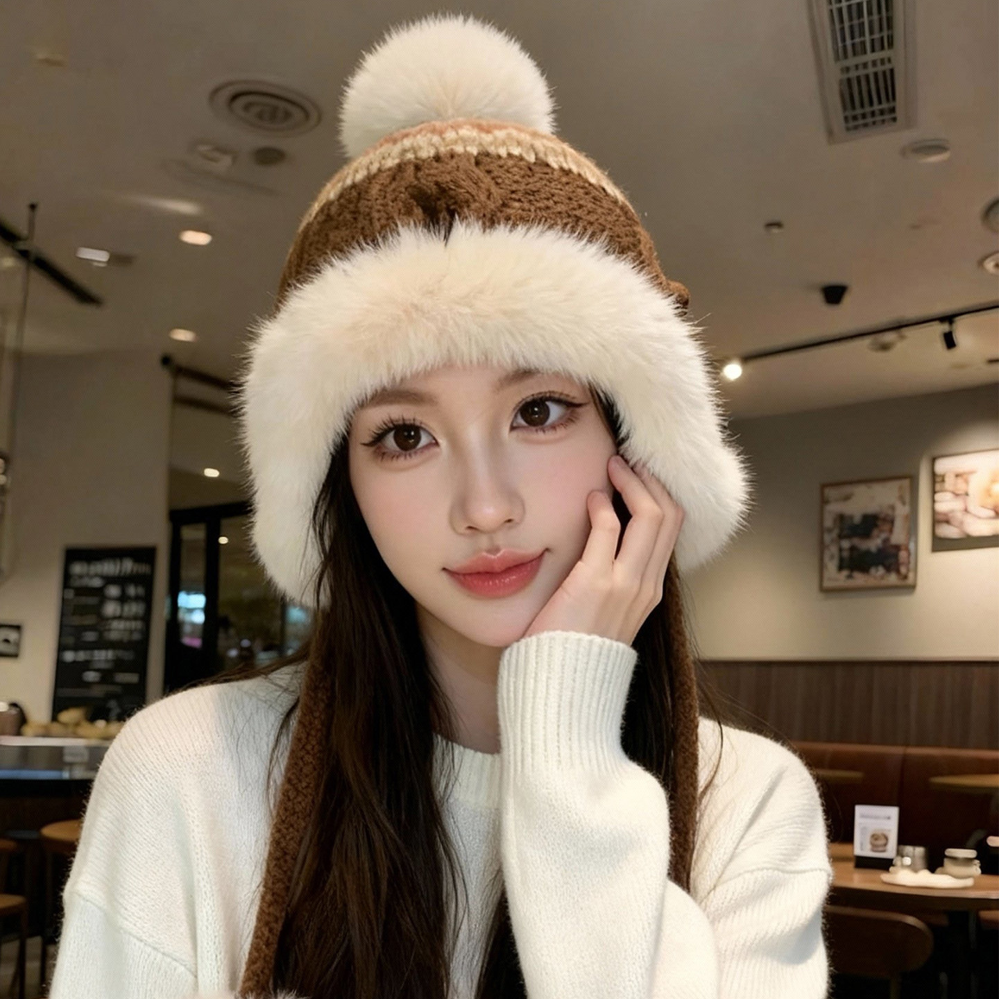 毛绒帽子女冬季护耳保暖帽加绒加厚防寒针织帽2025新款东北雷锋帽,淘宝优惠券,粉丝福利购,淘宝优惠卷