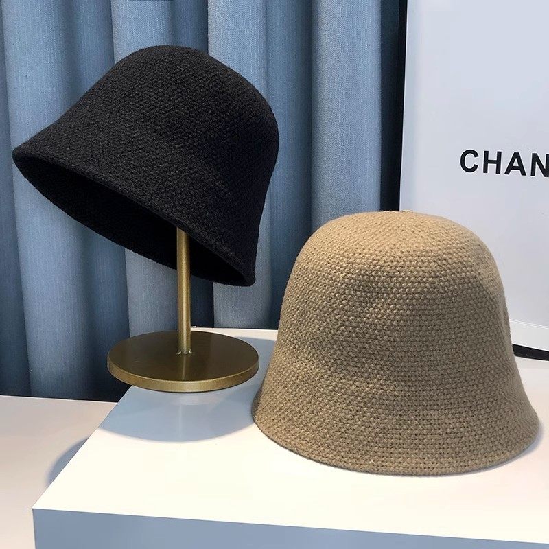 秋冬季渔夫帽子女2025新款纯色针织素颜显脸小水桶帽百搭钟型盆帽,淘宝优惠券,粉丝福利购,淘宝优惠卷