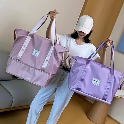韩风大容量旅行包女休闲健身包干湿分离手提单肩包