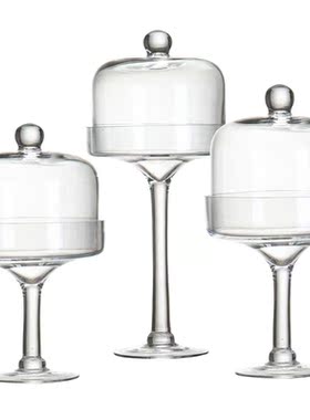 客莱达欧式玻璃罩玻璃装饰品摆件设玻璃工艺品软装饰品高脚蛋糕盘