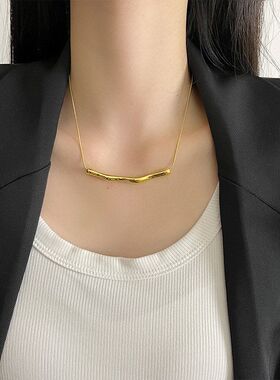 高级感不规则褶皱新款钛钢项链
