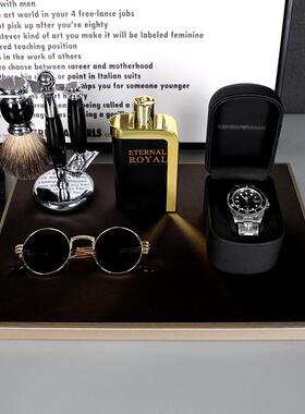 男士衣帽间摆件装饰品样板房间软装手提箱公文包挂画托盘手表道具