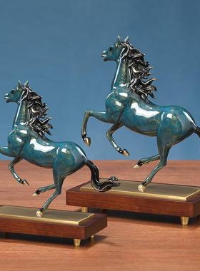 马到成功黄铜马摆件领导办公室高档客厅博古架柜子公司开业礼品