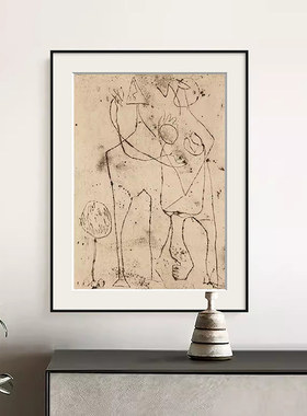 中古风抽象复古素描装饰画玄关艺术文艺客厅挂画书房壁画小众摆画