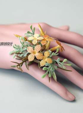 度假旅游婚礼求婚仿真花开口戒指