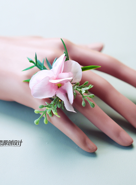 度假旅游森系仿真花婚礼求婚戒指