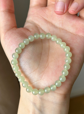 天然和田玉晴水青海料高冰手串单圈素款男女款百搭简约手链礼物