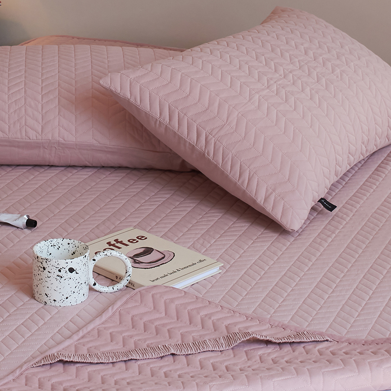 小井家日式简约夹棉床垫保护套绗缝柔软榻榻米床盖三件套纯色床单 - 图1