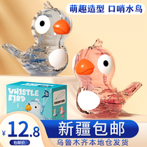 Xinjiang fun waterfowl water injection whistle toy necklace with blowing and transparent small bird whistle outdoor coursework