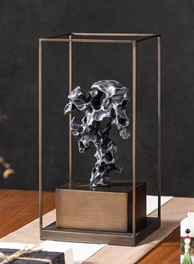 新中式禅意书房书桌太湖石摆件样板间售楼处高档别墅工艺品摆设