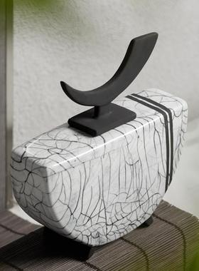 新中式禅意小号陶瓷储物罐茶室客厅办公室茶几博古架酒柜装饰摆件