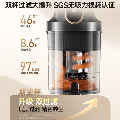 苏泊尔吸尘器家用无线大吸力吸拖一体机除螨洗地机吸地毯猫毛宠物 - 图1