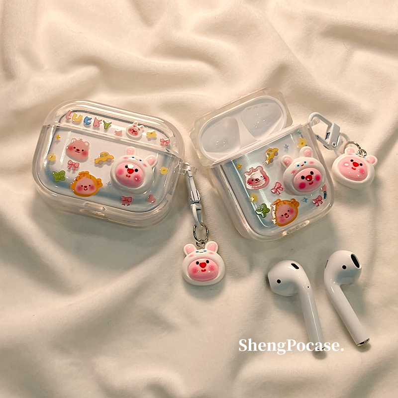 可爱立体网红loopy适用airpodspro2苹果无线蓝牙耳机壳airpods3女新款airpods1/2代硅胶透明防摔三代保护套软